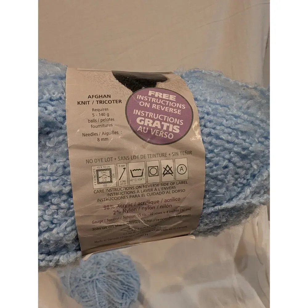 Bernat Soft Boucle Yarn Beautiful Pale Blue 255 Yds 5 Oz